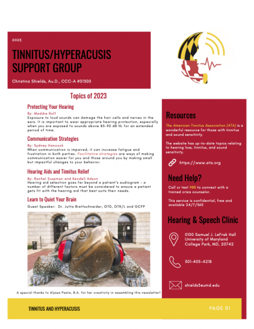 Tinnitus and Hyperacusis Support Group Newsletter 2023 HESP l Hearing